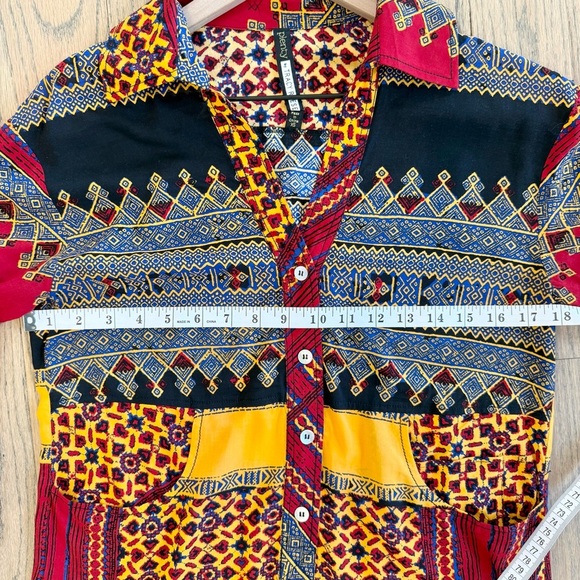 Plenty By Tracey Reese Women’s Vibrant Tribal Printed Button Down Blouse Size XS - Picture 10 of 15